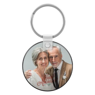 Large Round Faux Leather Personal Key Chain - Image 2