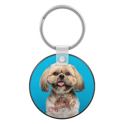 Large Round Faux Leather Personal Key Chain - Image 4