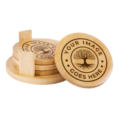 Round Promotional Bamboo Coasters Set