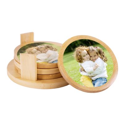 Everyday Round Bamboo Coaster Set - Image 2