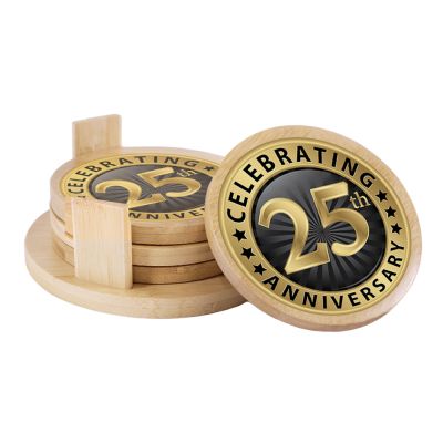 Everyday Round Bamboo Coaster Set - Image 3