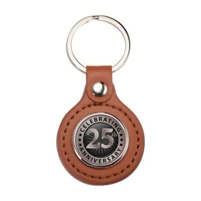 Faux Leather Round Personal Key Chain - Image 3