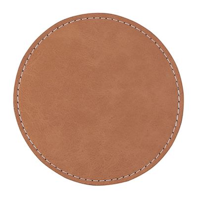 Round Brown Leather Personal Coasters (4 Pack)