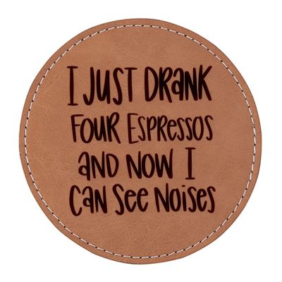Round Brown Leather Personal Coasters (4 Pack) - Image 3