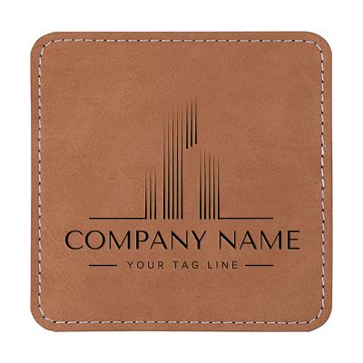 Promotional Brown Coasters Square Leather 4 Pack