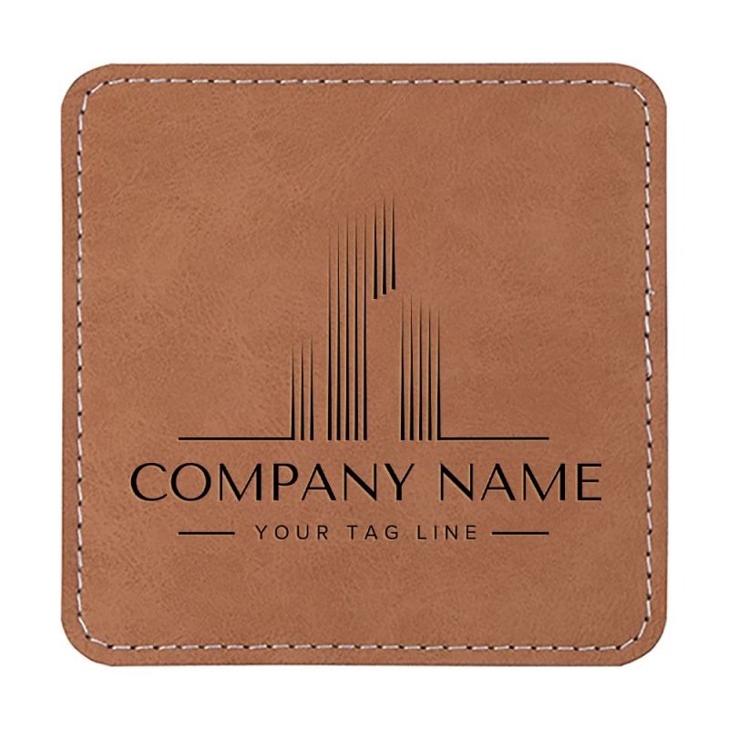 Promotional Brown Coasters Square Leather 4 Pack