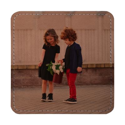 Square Brown Leather Everyday Coasters (4 Pack) - Image 2