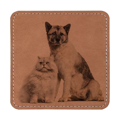 Square Brown Leather Everyday Coasters (4 Pack) - Image 4