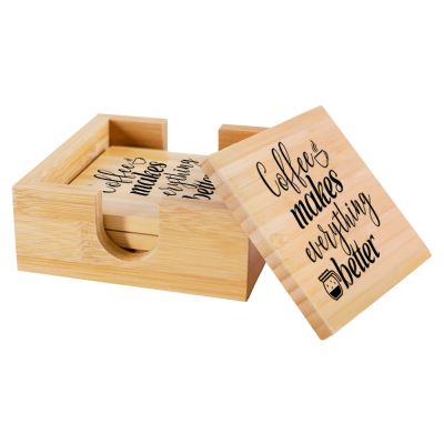 Everyday Square Bamboo Coaster Set - Image 3