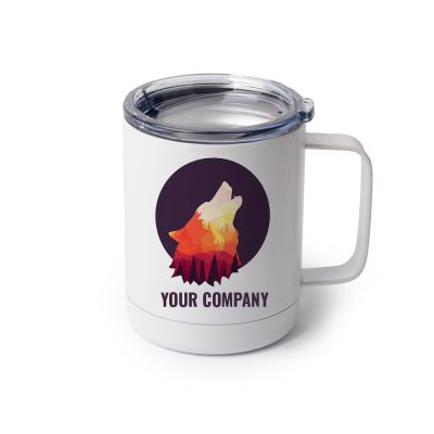 Promotional Stainless Steel Coffee Cup 10oz White with Lid