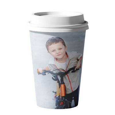 Personal 11oz White Ceramic Tumbler with Lid - Image 2