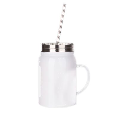17oz Personal Stainless Steel Jar With Handle, Lid, and Straw