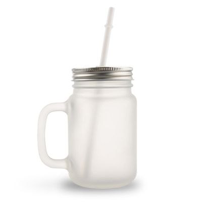 Personal Glass Mason Jar With Handle, Lid, and Straw