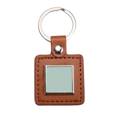 Faux Leather Square Personal Key Chain