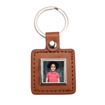 Faux Leather Square Personal Key Chain - Image 2