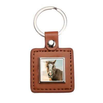 Faux Leather Square Personal Key Chain - Image 4